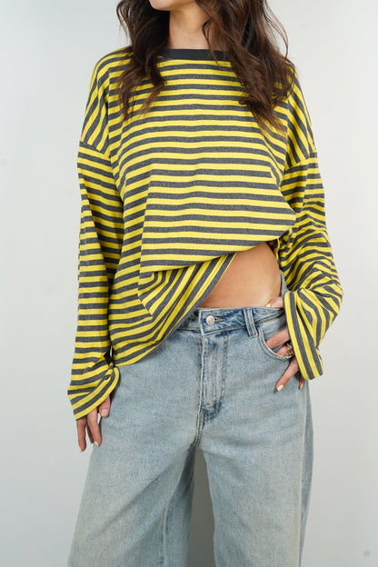 Océane T-Shirt Yellow & Grey