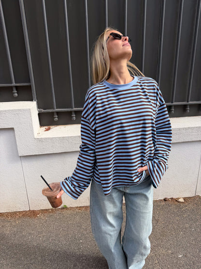 Océane T-Shirt Light Blue & Brown