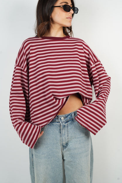 Océane T-Shirt Bordeaux & Pink