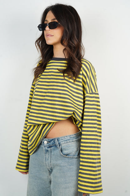 Océane T-Shirt Yellow & Grey
