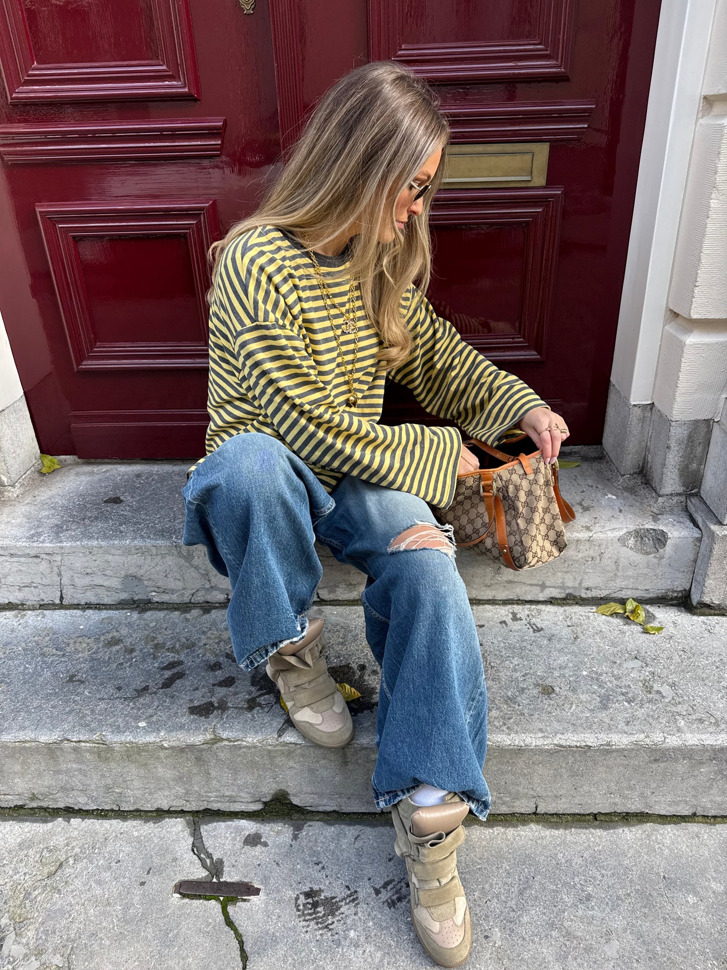 Océane T-Shirt Yellow & Grey