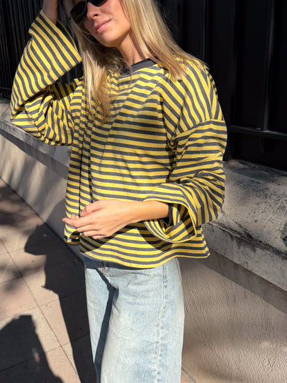 Océane T-Shirt Yellow & Grey