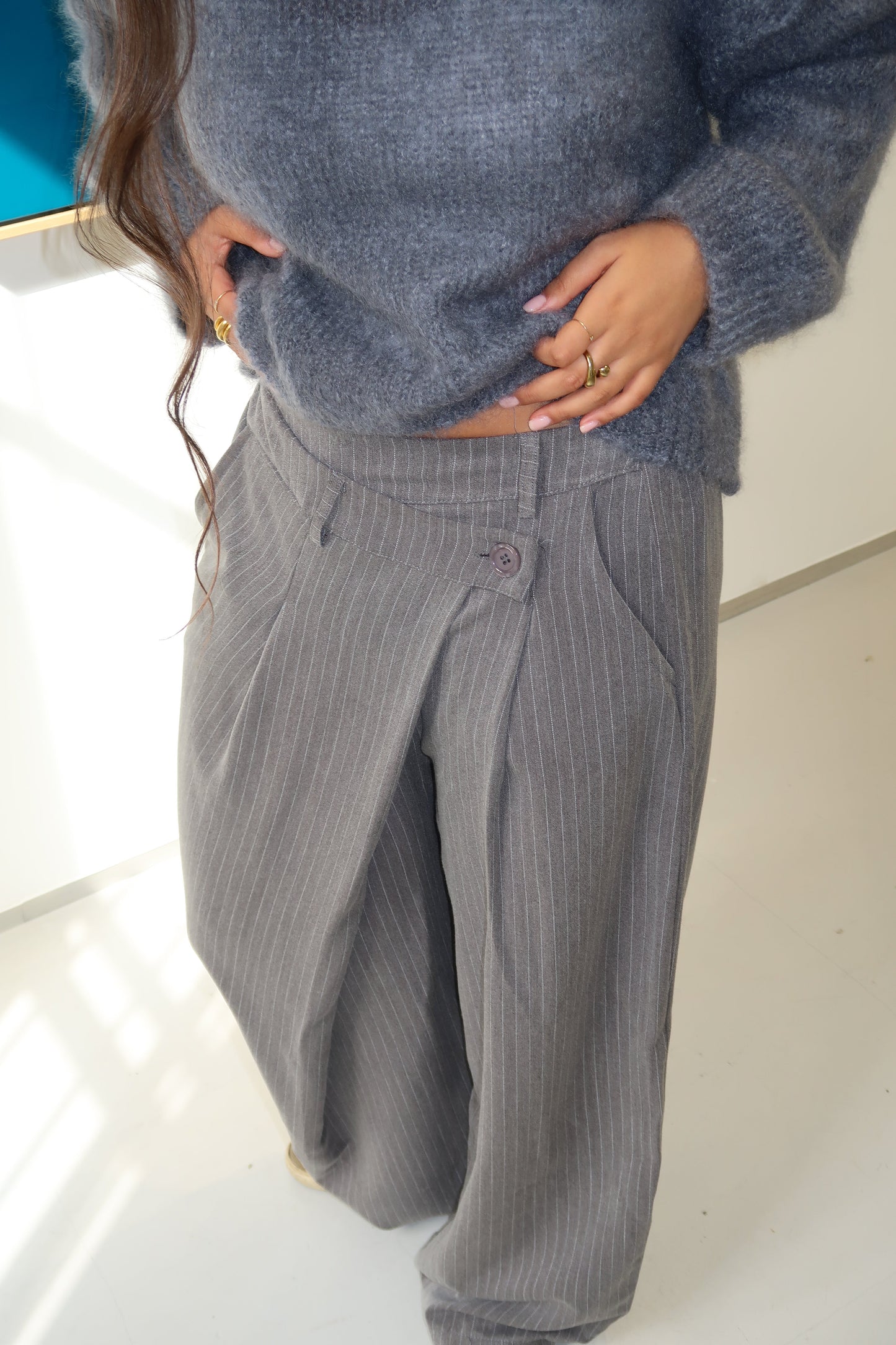 Bennie Trousers Grey Striped