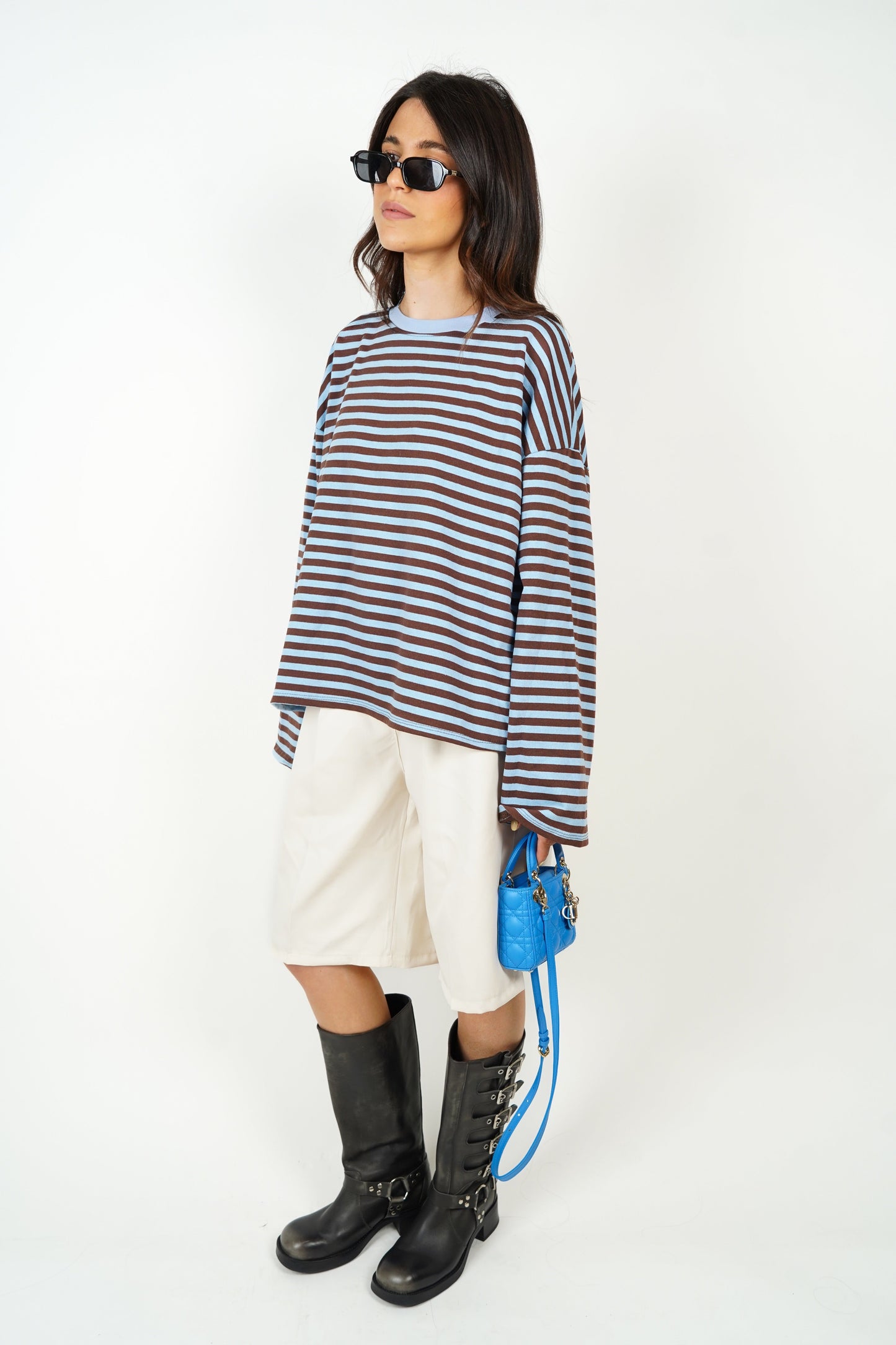 Océane T-Shirt Light Blue & Brown