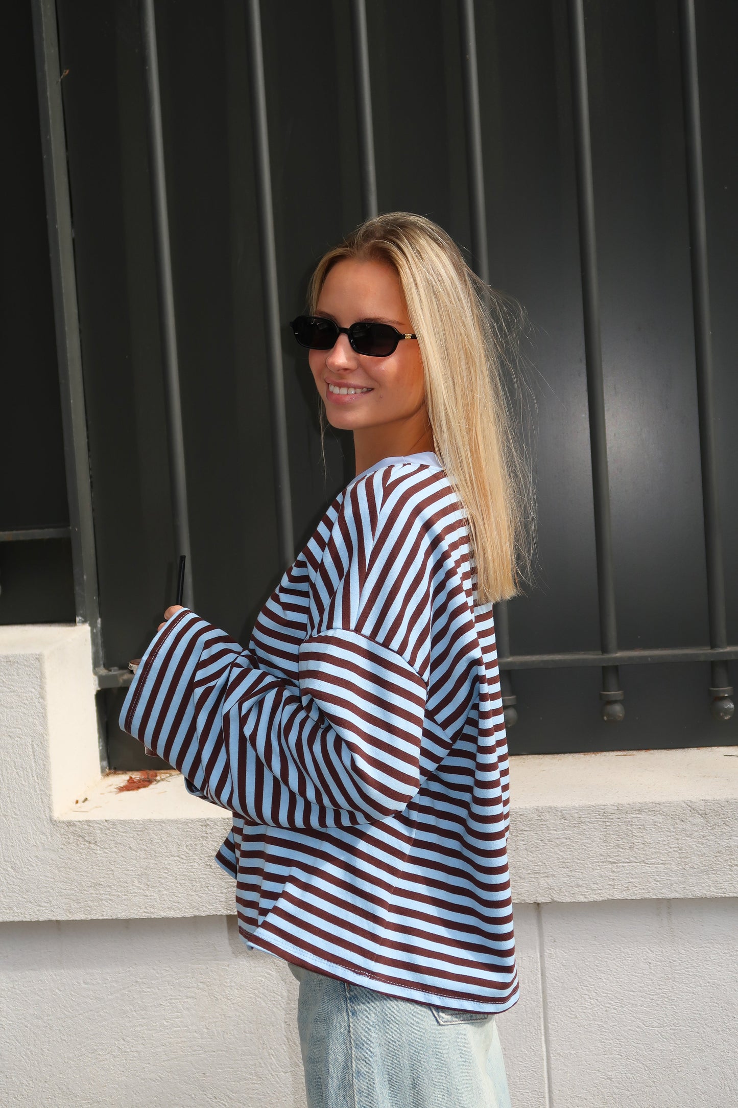 Océane T-Shirt Light Blue & Brown