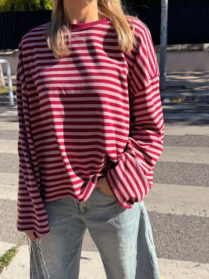 Océane T-Shirt Bordeaux & Pink