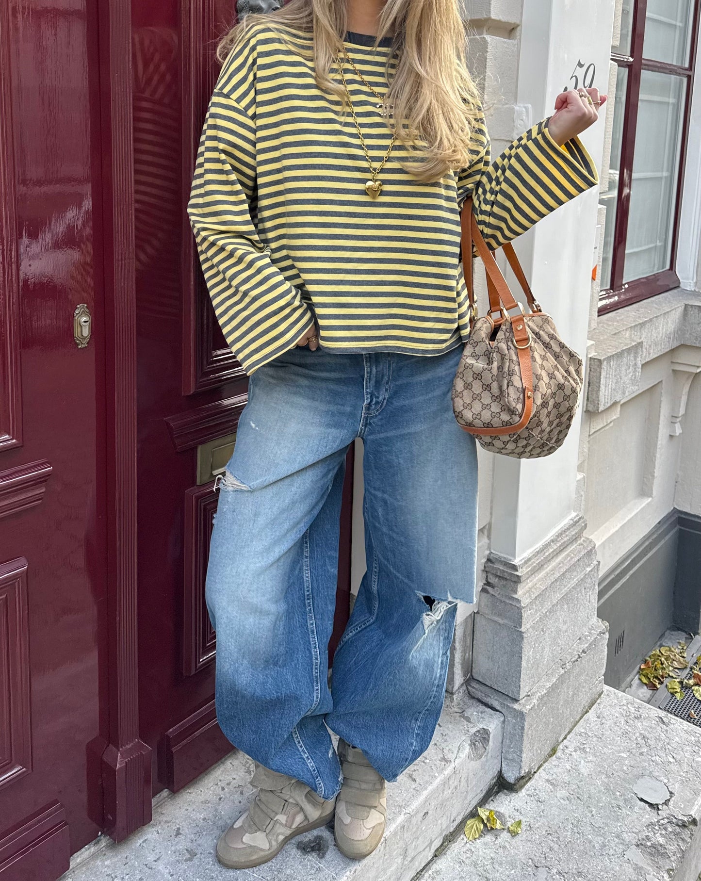 Océane T-Shirt Yellow & Grey