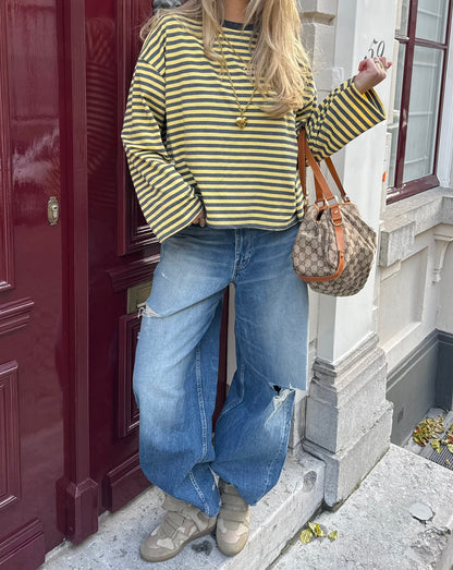 Océane T-Shirt Yellow & Grey