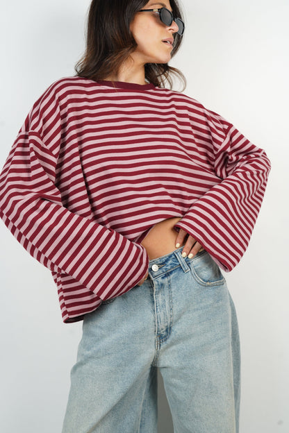 Océane T-Shirt Bordeaux & Pink